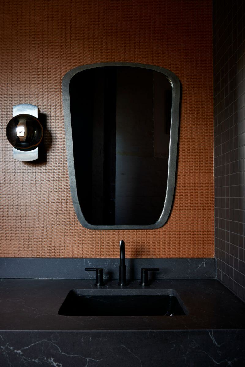 Cafe Lift bathroom tile mirror sink