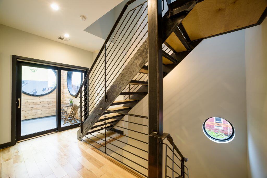 Emerald st staircase and door